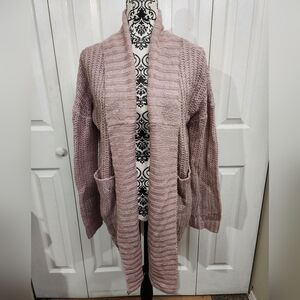Charlotte Russe Dusty Pink Relaxed Fit Long Sleeve Cardigan Size Small